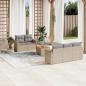 Preview: ARDEBO.de - 6-tlg. Garten-Sofagarnitur mit Kissen Beige Poly Rattan