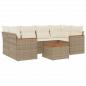 Preview: 7-tlg. Garten-Sofagarnitur mit Kissen Beige Poly Rattan