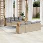 Preview: ARDEBO.de - 9-tlg. Garten-Sofagarnitur mit Kissen Beige Poly Rattan