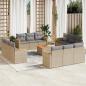 Preview: ARDEBO.de - 13-tlg. Garten-Sofagarnitur mit Kissen Beige Poly Rattan