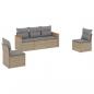 Preview: 5-tlg. Garten-Sofagarnitur mit Kissen Beige Poly Rattan