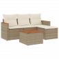 Preview: 5-tlg. Garten-Sofagarnitur mit Kissen Beige Poly Rattan