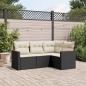 Preview: ARDEBO.de - 4-tlg. Garten-Sofagarnitur mit Kissen Schwarz Poly Rattan