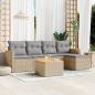 Preview: ARDEBO.de - 6-tlg. Garten-Sofagarnitur mit Kissen Beige Poly Rattan