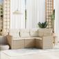 Preview: ARDEBO.de - 4-tlg. Garten-Sofagarnitur mit Kissen Beige Poly Rattan