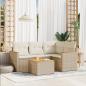 Preview: ARDEBO.de - 5-tlg. Garten-Sofagarnitur mit Kissen Beige Poly Rattan