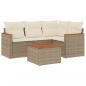 Preview: 5-tlg. Garten-Sofagarnitur mit Kissen Beige Poly Rattan