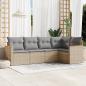 Preview: ARDEBO.de - 5-tlg. Garten-Sofagarnitur mit Kissen Beige Poly Rattan