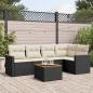 Preview: ARDEBO.de - 6-tlg. Garten-Sofagarnitur mit Kissen Schwarz Poly Rattan