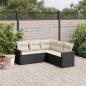 Preview: ARDEBO.de - 5-tlg. Garten-Sofagarnitur mit Kissen Schwarz Poly Rattan