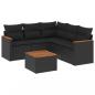 Preview: 6-tlg. Garten-Sofagarnitur mit Kissen Schwarz Poly Rattan