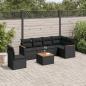 Preview: ARDEBO.de - 7-tlg. Garten-Sofagarnitur mit Kissen Schwarz Poly Rattan