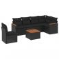 Preview: 7-tlg. Garten-Sofagarnitur mit Kissen Schwarz Poly Rattan