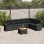 Preview: ARDEBO.de - 8-tlg. Garten-Sofagarnitur mit Kissen Schwarz Poly Rattan