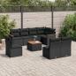 Preview: ARDEBO.de - 9-tlg. Garten-Sofagarnitur mit Kissen Schwarz Poly Rattan