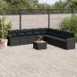 Preview: ARDEBO.de - 10-tlg. Garten-Sofagarnitur mit Kissen Schwarz Poly Rattan