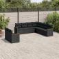 Preview: ARDEBO.de - 9-tlg. Garten-Sofagarnitur mit Kissen Schwarz Poly Rattan