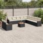 Preview: ARDEBO.de - 12-tlg. Garten-Sofagarnitur mit Kissen Schwarz Poly Rattan