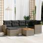 Preview: ARDEBO.de - 7-tlg. Garten-Sofagarnitur mit Kissen Grau Poly Rattan