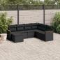 Preview: ARDEBO.de - 7-tlg. Garten-Sofagarnitur mit Kissen Schwarz Poly Rattan