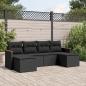 Preview: ARDEBO.de - 6-tlg. Garten-Sofagarnitur mit Kissen Schwarz Poly Rattan