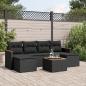 Preview: ARDEBO.de - 7-tlg. Garten-Sofagarnitur mit Kissen Schwarz Poly Rattan