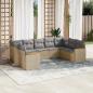 Preview: ARDEBO.de - 9-tlg. Garten-Sofagarnitur mit Kissen Beige Poly Rattan