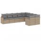 Preview: 9-tlg. Garten-Sofagarnitur mit Kissen Beige Poly Rattan