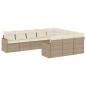 Preview: 10-tlg. Garten-Sofagarnitur mit Kissen Beige Poly Rattan