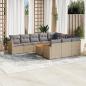 Preview: ARDEBO.de - 11-tlg. Garten-Sofagarnitur mit Kissen Beige Poly Rattan