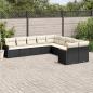 Preview: ARDEBO.de - 10-tlg. Garten-Sofagarnitur mit Kissen Schwarz Poly Rattan