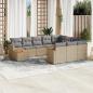 Preview: ARDEBO.de - 11-tlg. Garten-Sofagarnitur mit Kissen Beige Poly Rattan