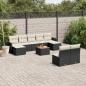 Preview: ARDEBO.de - 10-tlg. Garten-Sofagarnitur mit Kissen Schwarz Poly Rattan