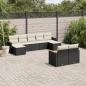 Preview: ARDEBO.de - 9-tlg. Garten-Sofagarnitur mit Kissen Schwarz Poly Rattan