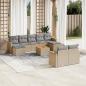 Preview: ARDEBO.de - 10-tlg. Garten-Sofagarnitur mit Kissen Beige Poly Rattan