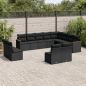 Preview: ARDEBO.de - 12-tlg. Garten-Sofagarnitur mit Kissen Schwarz Poly Rattan