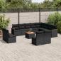 Preview: ARDEBO.de - 13-tlg. Garten-Sofagarnitur mit Kissen Schwarz Poly Rattan