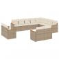 Preview: 12-tlg. Garten-Sofagarnitur mit Kissen Beige Poly Rattan