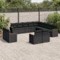 Preview: ARDEBO.de - 13-tlg. Garten-Sofagarnitur mit Kissen Schwarz Poly Rattan