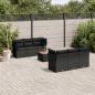 Preview: ARDEBO.de - 7-tlg. Garten-Sofagarnitur mit Kissen Schwarz Poly Rattan