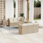 Preview: ARDEBO.de - 7-tlg. Garten-Sofagarnitur mit Kissen Beige Poly Rattan