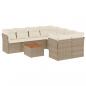 Preview: 9-tlg. Garten-Sofagarnitur mit Kissen Beige Poly Rattan