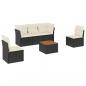 Preview: 6-tlg. Garten-Sofagarnitur mit Kissen Schwarz Poly Rattan