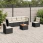 Preview: ARDEBO.de - 7-tlg. Garten-Sofagarnitur mit Kissen Schwarz Poly Rattan