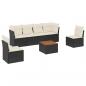 Preview: 7-tlg. Garten-Sofagarnitur mit Kissen Schwarz Poly Rattan