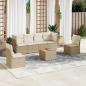 Preview: ARDEBO.de - 7-tlg. Garten-Sofagarnitur mit Kissen Beige Poly Rattan