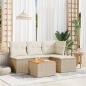 Preview: ARDEBO.de - 5-tlg. Garten-Sofagarnitur mit Kissen Beige Poly Rattan