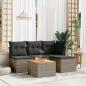 Preview: ARDEBO.de - 5-tlg. Garten-Sofagarnitur mit Kissen Grau Poly Rattan