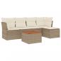 Preview: ARDEBO.de - 6-tlg. Garten-Sofagarnitur mit Kissen Beige Poly Rattan