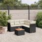 Preview: ARDEBO.de - 6-tlg. Garten-Sofagarnitur mit Kissen Schwarz Poly Rattan